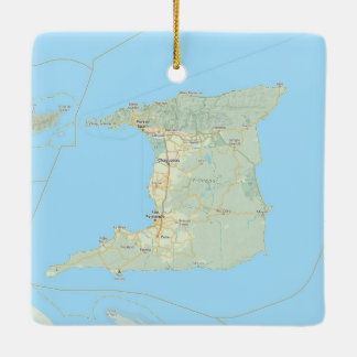 Ornamento De Cerâmica Natal do Mapa Trinidad