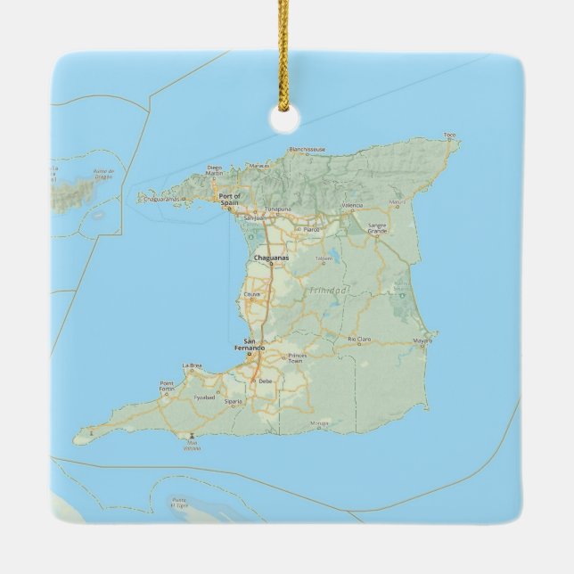 Ornamento De Cerâmica Natal do Mapa Trinidad (Verso)