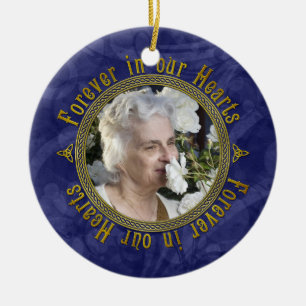 Ornamento De Cerâmica Natal do Memorial Azul Celtic Knot Marinho