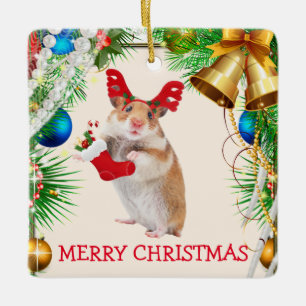 Ornamento De Cerâmica Natal do mouse Hamster Holiday