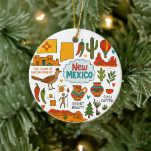 Ornamento De Cerâmica Natal do Novo México - Trilha Personalizada da Fam
