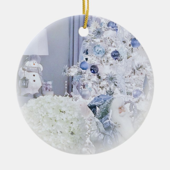 Ornamento De Cerâmica Natal do país das maravilhas do inverno (Frente)