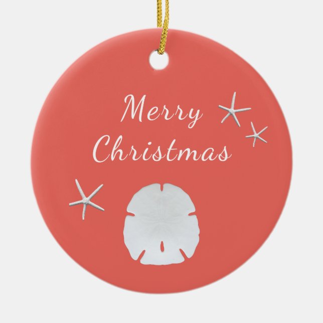 Ornamento De Cerâmica Natal do Pêssego de Areia de Aquicultura de Praia (Frente)