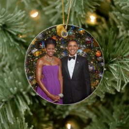 Ornamento De Cerâmica Natal do Presidente Barack Obama e Michelle