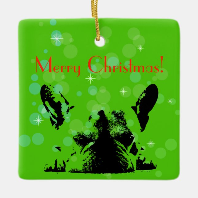 Ornamento De Cerâmica Natal do Pug (Frente)