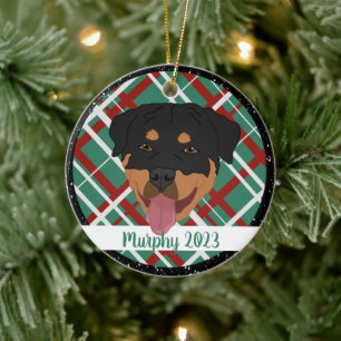 Ornamento De Cerâmica Natal do Rottweiler Personalizado