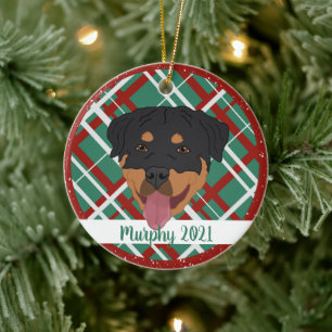 Ornamento De Cerâmica Natal do Rottweiler Personalizado