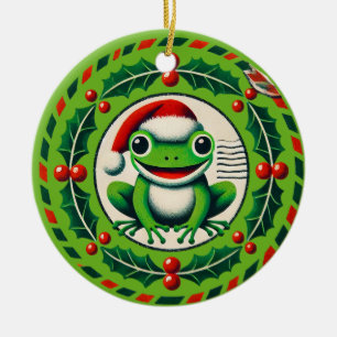 Ornamento De Cerâmica Natal do Sapo das Férias Hoppy