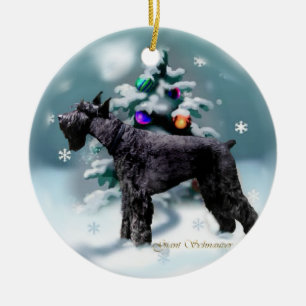 Ornamento De Cerâmica Natal do Schnauzer gigante
