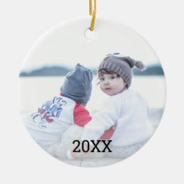 Ornamento De Cerâmica Natal do Silver Snowflake 2 Sided Photo