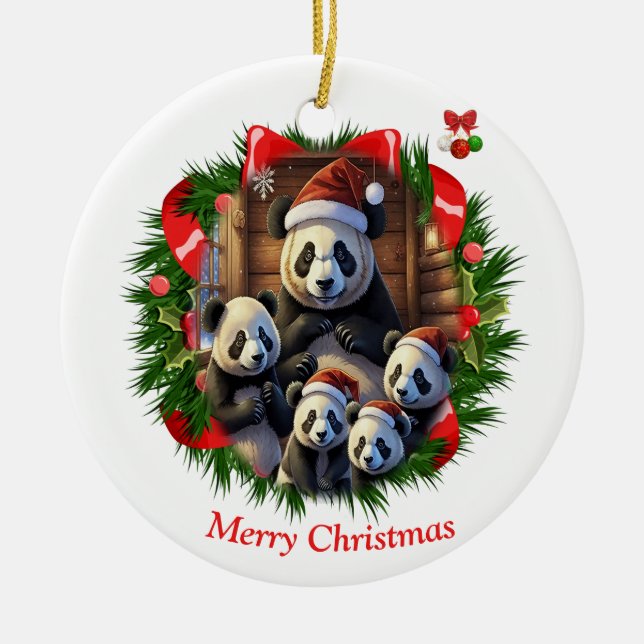 Ornamento De Cerâmica Natal do Urso Panda (Frente)