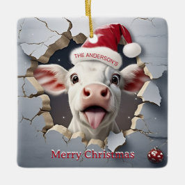 Ornamento De Cerâmica Natal do Vitelo 3D
