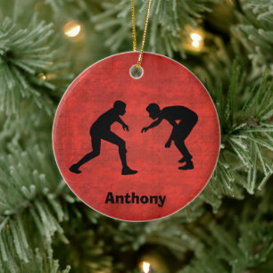 Ornamento De Cerâmica Natal do Wrestler Personalizado