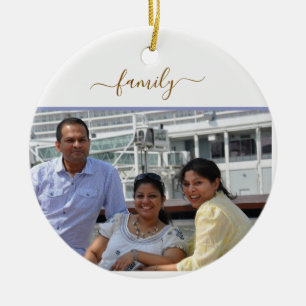 Ornamento De Cerâmica Natal Duplo Lado Foto Família Personalizada