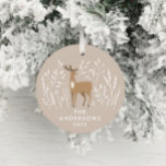 Ornamento De Cerâmica Natal elegante e botânico das renas naturais<br><div class="desc">Beige natural rena botânica delicada e elegante design moderno. Parte de uma coleção espantosa.</div>