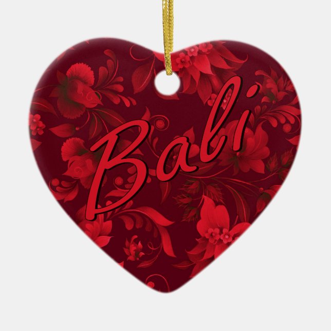 Ornamento De Cerâmica Natal em Bali Batik 1 (Frente)
