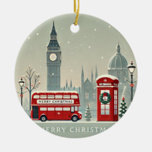 Ornamento De Cerâmica Natal em Londres Big Ben e Londres Festivo