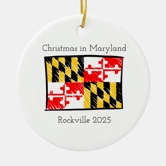Ornamento De Cerâmica Natal em Maryland Personalised Ornament (Frente)