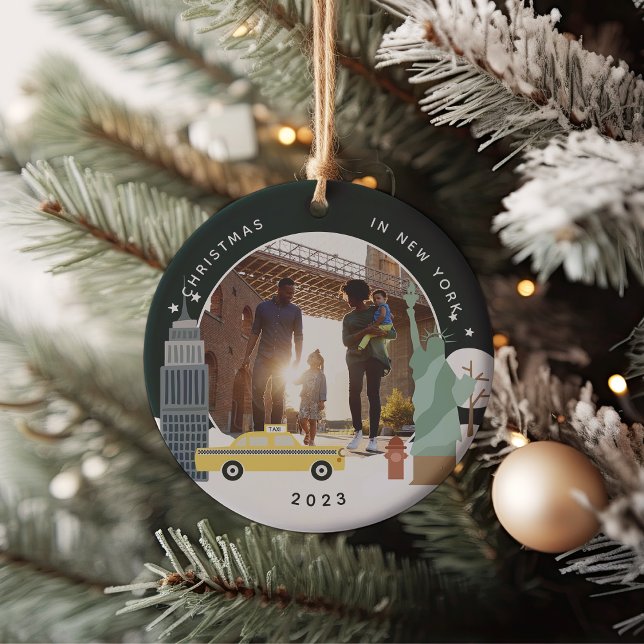 Ornamento De Cerâmica Natal em Nova York Keepsasaame Foto (Criador carregado)