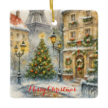 Natal em Paris Feriado – Aquarela Eiffel