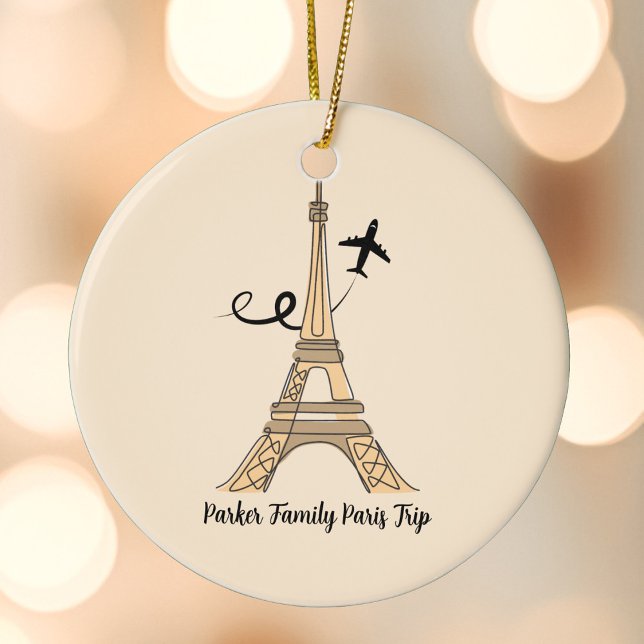 Ornamento De Cerâmica Natal em Torre Eiffel em Paris Personalizável (Criador carregado)