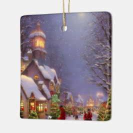 Ornamento De Cerâmica Natal em uma Noite Neve