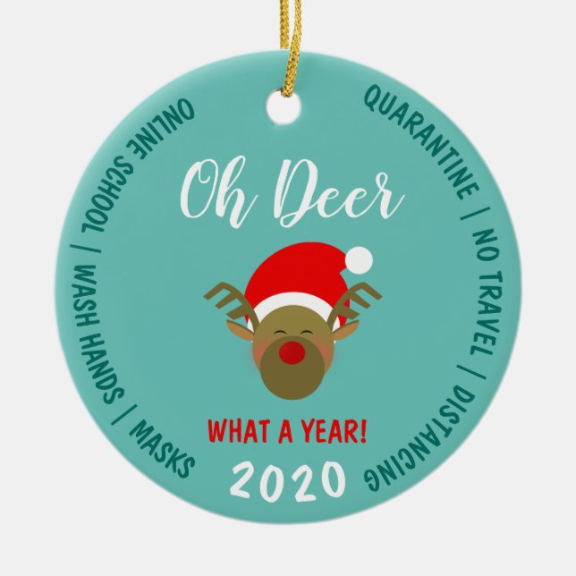 Ornamento De Cerâmica Natal Engraçado 2020 (Frente)