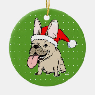 Ornamento De Cerâmica Natal engraçado de Frenchie do buldogue francês