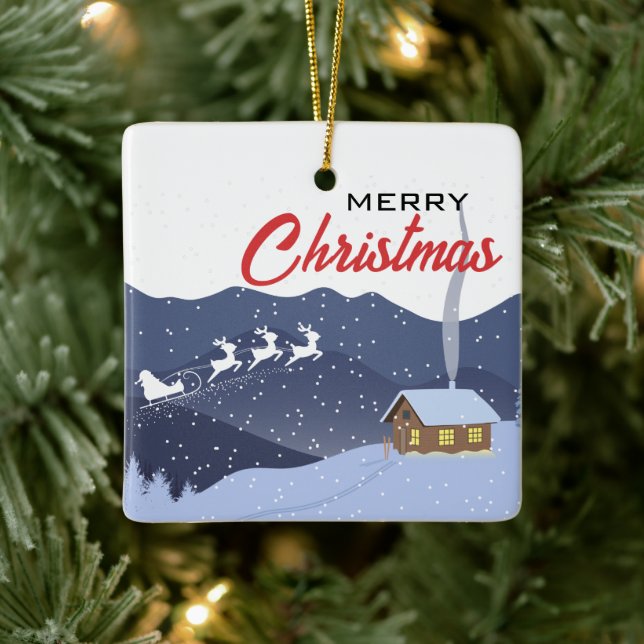 Ornamento De Cerâmica Natal | FELIZ ANO NOVO | Oferta de Papais noeis (Árvore)