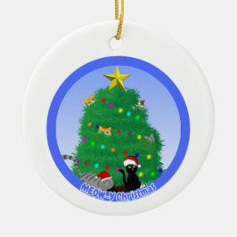 Ornamento De Cerâmica Natal Feliz Meow