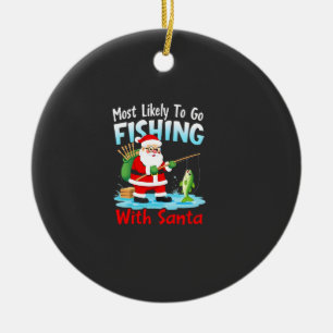 Ornamento De Cerâmica Natal Feliz Natal Para Presente Pesca Papai Noel (