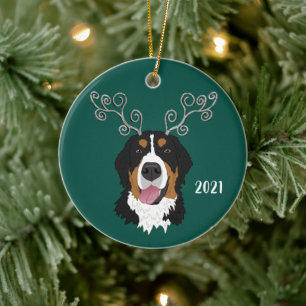 Ornamento De Cerâmica Natal Feriado Bernese Mountain Dog 