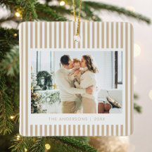 Natal Foto Personalizada Listras Bege Modernas