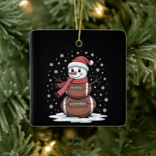 Ornamento De Cerâmica Natal Futebol Americano Boneco de Neve Xmas Esport