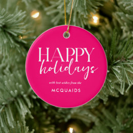 Ornamento De Cerâmica Natal Geométrico Moderno Rosa