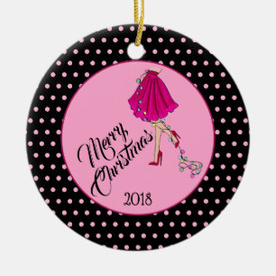 Ornamento De Cerâmica Natal Glam Rosa