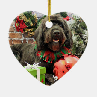 Ornamento De Cerâmica Natal - GoldenDoodle - Dutch