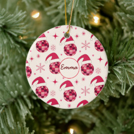 Ornamento De Cerâmica Natal Groovy Santa Bolas de Discoteca Nome Persona