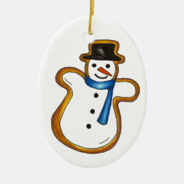 Ornamento De Cerâmica Natal Hanukkah Snowman Sugar Cookie Feriado