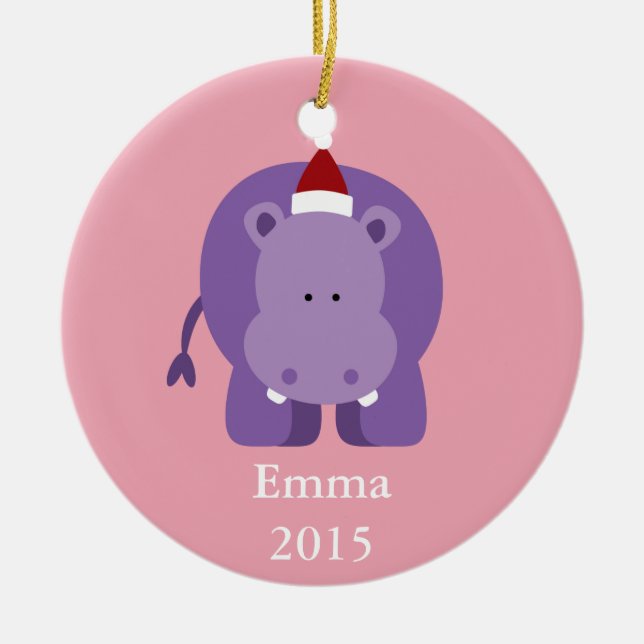 Ornamento De Cerâmica Natal Hippo (Frente)