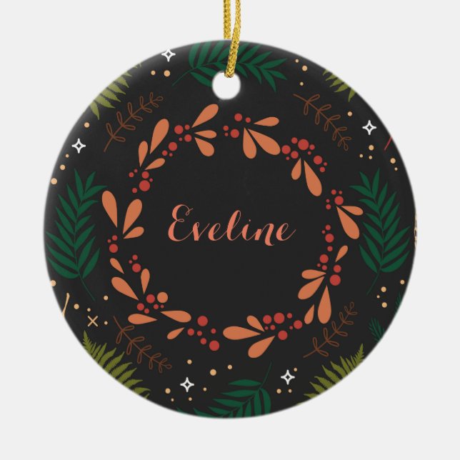 Ornamento De Cerâmica Natal Holly Jolly (Frente)