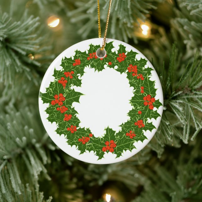 Ornamento De Cerâmica Natal Holly Wreath (Árvore)