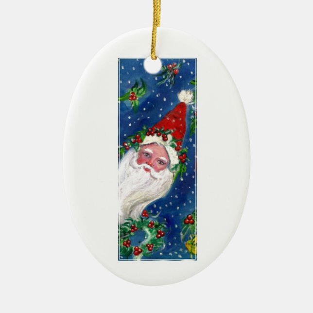 ORNAMENTO DE CERÂMICA NATAL I CARTA/SANTA CLAUS COM BORRACHA VERMELHA (Frente)