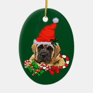 Ornamento De Cerâmica Natal inglês do Mastiff