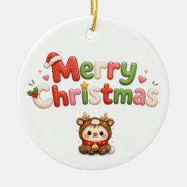 Ornamento De Cerâmica Natal Kawaii Feliz