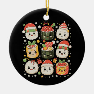 Ornamento De Cerâmica Natal Kawaii Sushi Papai Noel Comida Japonesa Xmas