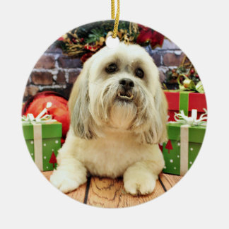 Ornamento De Cerâmica Natal - Lhasa Apso - de solo