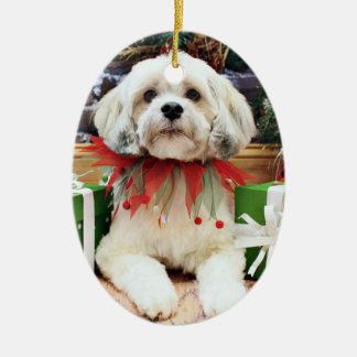 Ornamento De Cerâmica Natal - Lhasa Apso - Muffie