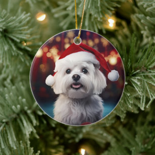 Ornamento De Cerâmica Natal Maltês Único, Presente Para Povoados De Cão