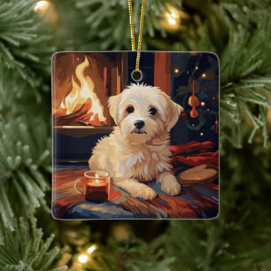 Ornamento De Cerâmica Natal Maltês Único, Presente Para Povoados De Cão
